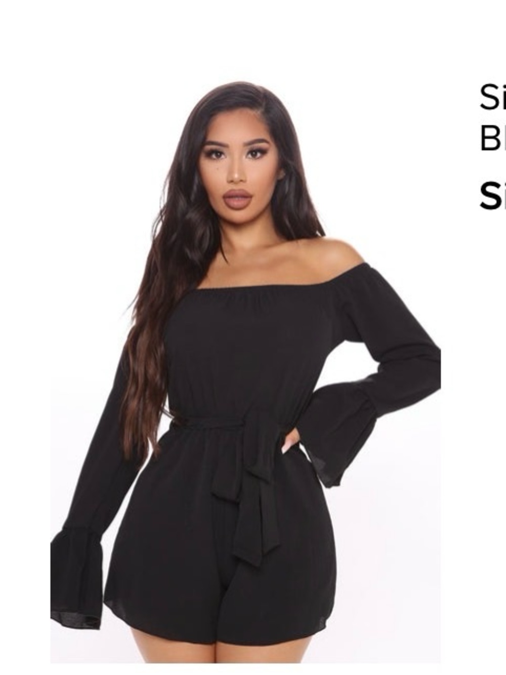 Off-Shoulder Black Romper with Waist Tie